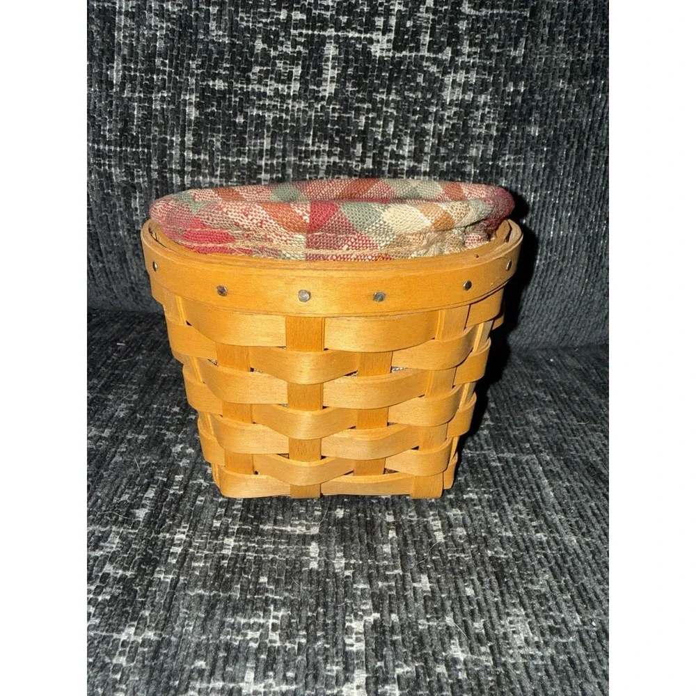 Vintage Small Longaberger Plaid Lined Wall Basket: Hand Woven In Dresden, Ohio